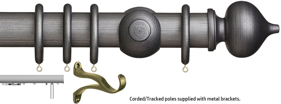 Museum 45mm & 55mm Corded/Tracked Pole Satin Pewter Florence