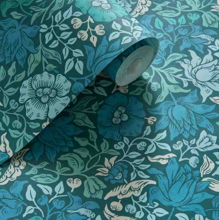 Clarke & Clarke William Morris Mallow Teal Wallpaper