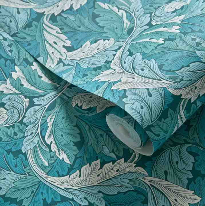 Clarke & Clarke William Morris Acanthus Teal Wallpaper