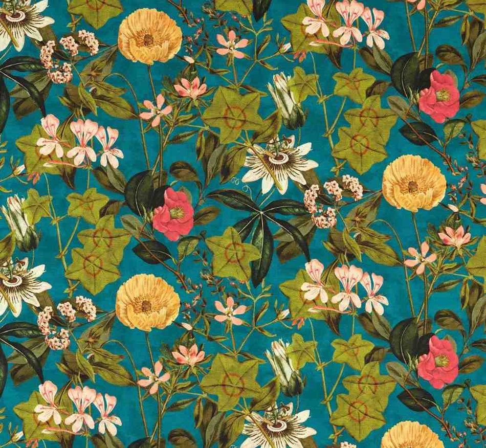 Clarke & Clarke Alfresco Passiflora Kingfisher Outdoor Fabric