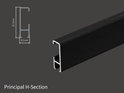 Renaissance Principal H-Section Aluminium Curtain Track Black