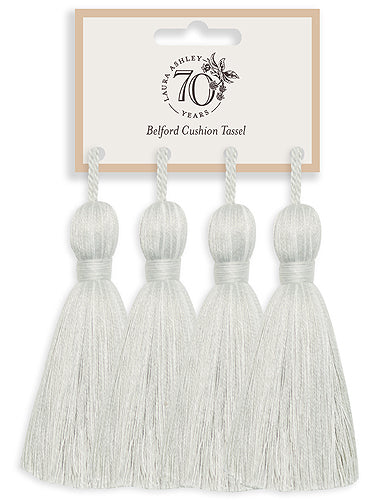 Laura Ashley Anniversary Belford Cushion Tassels Slate White