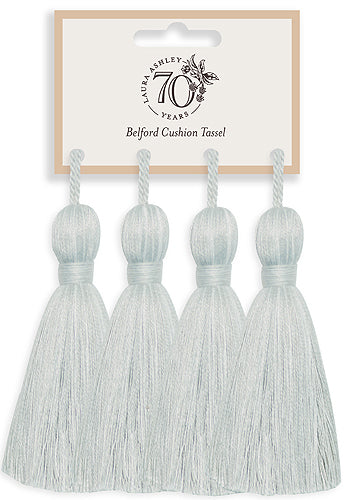 Laura Ashley Anniversary Belford Cushion Tassels Pale Steel