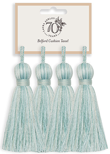Laura Ashley Anniversary Belford Cushion Tassels Duck Egg