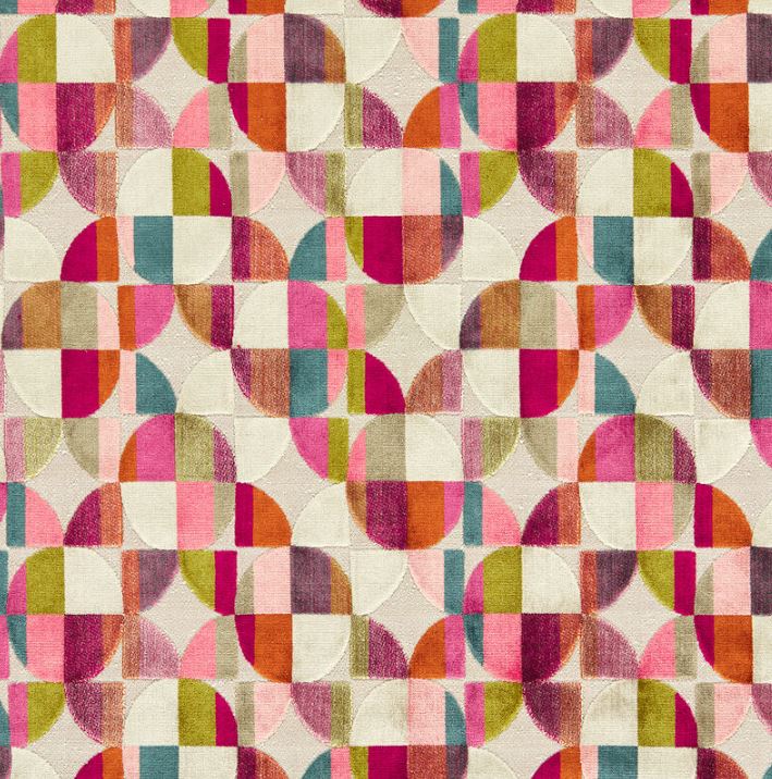 Clarke & Clarke Urban Delaunay Magenta/Peacock Fabric