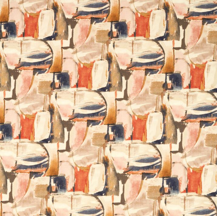 Clarke & Clarke Vivido Figura Midnight/Spice Fabric