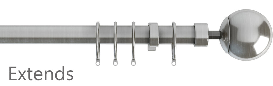 Speedy 22mm - 25mm Extendable Finesse Curtain Pole Satin Silver