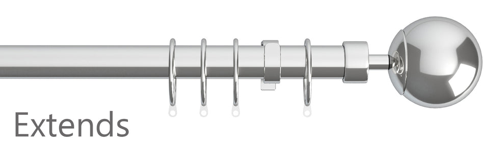 Speedy 22mm - 25mm Extendable Finesse Curtain Pole Chrome