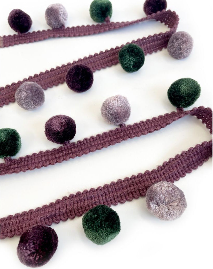 Laura Ashley Arwen Pom Pom Trimming, Berry