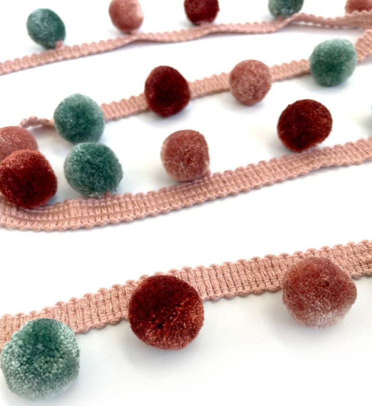 Laura Ashley Arwen Pom Pom Trimming, Apricot Sage
