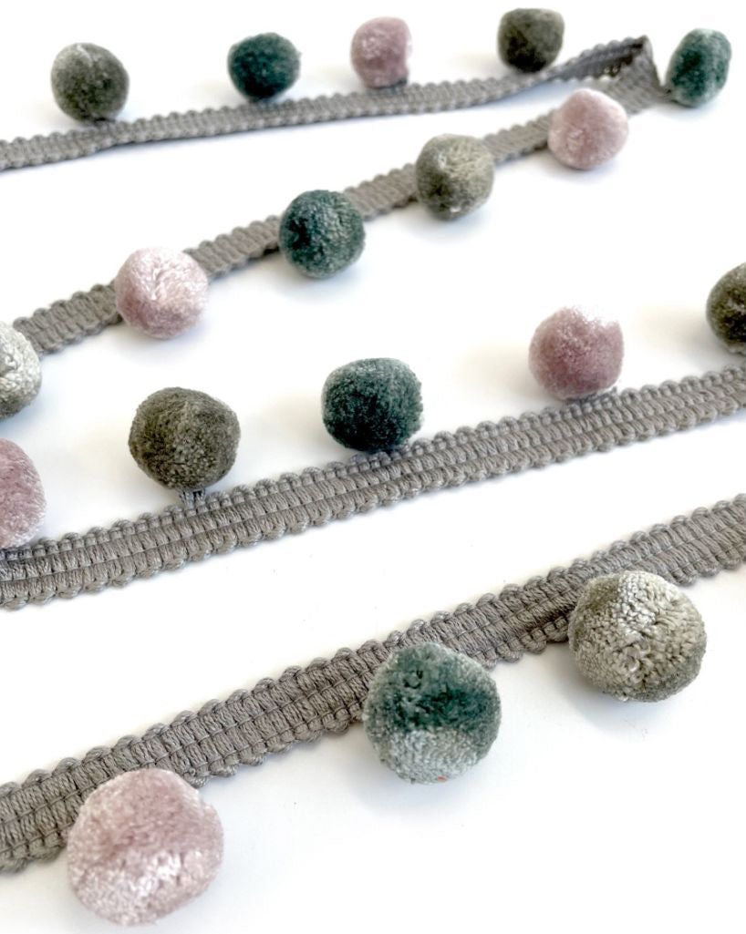 Laura Ashley Arwen Pom Pom Trimming, Lavender Grey