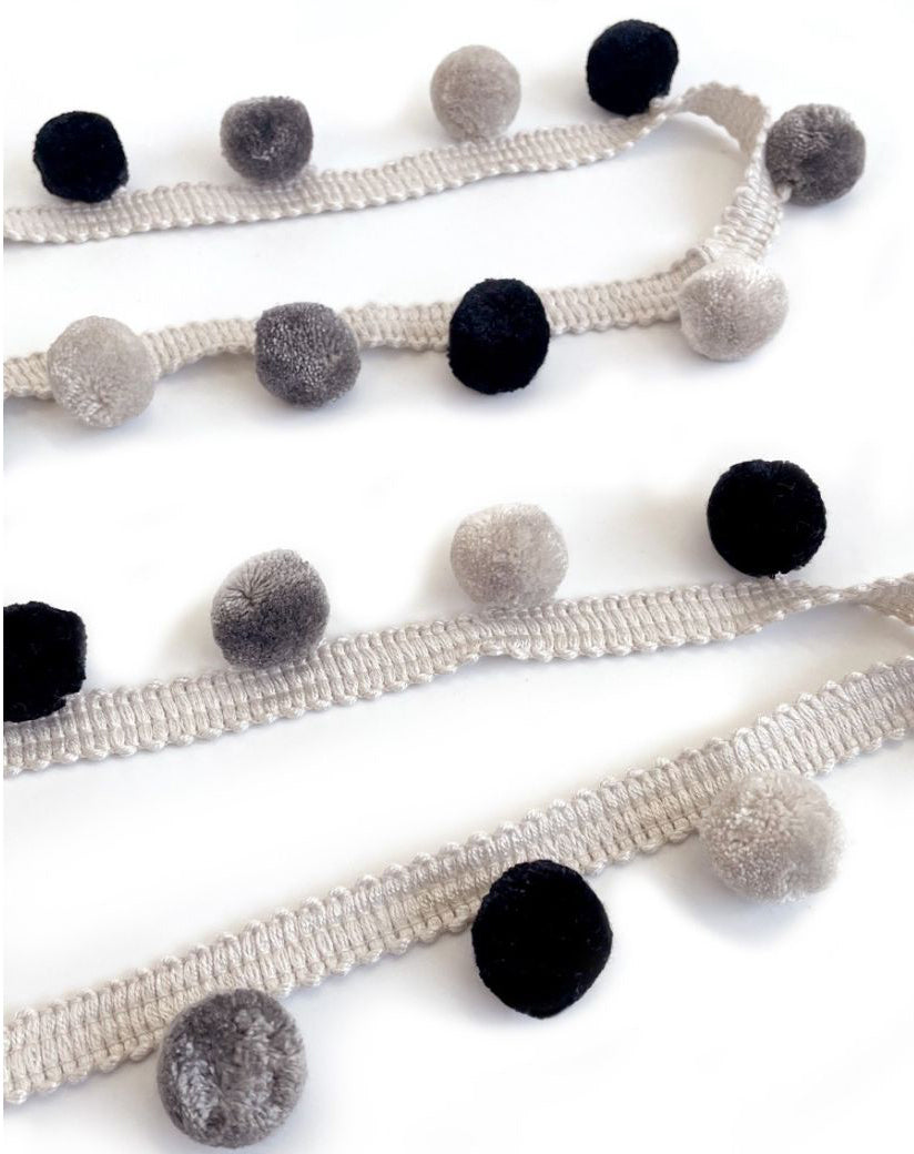 Laura Ashley Arwen Pom Pom Trimming, Dove Grey