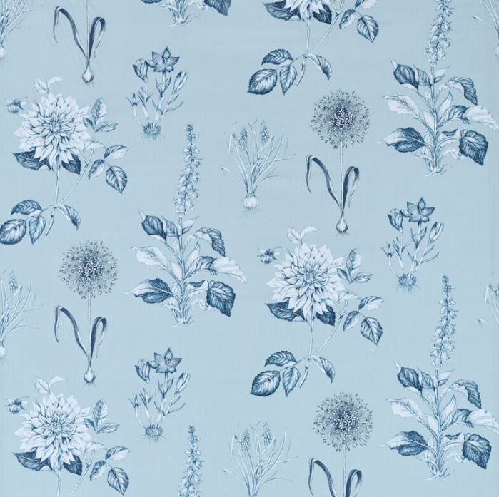 Clarke & Clarke Secret Garden Roseraie Denim Fabric
