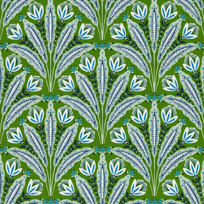 Clarke & Clarke Secret Garden Attingham Cobalt/Green Wallpaper