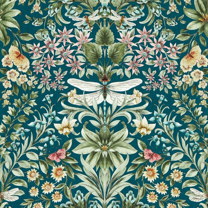 Clarke & Clarke Secret Garden Mirabell Teal Wallpaper