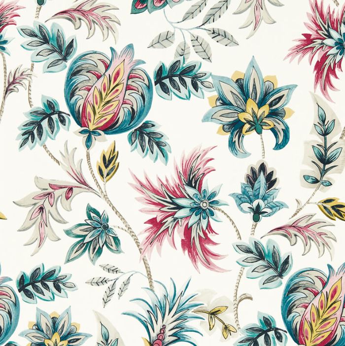 Clarke & Clarke Secret Garden Sizergh Teal/Berry Wallpaper
