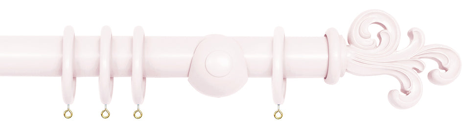 Laura Ashley 40mm Bespoke Handcrafted Wood Curtain Pole Amethyst White Scroll