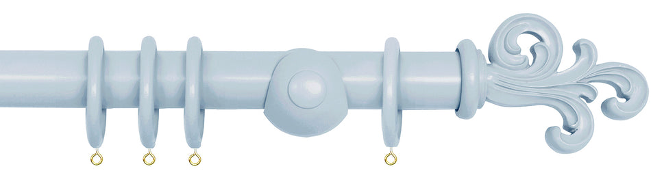 Laura Ashley 40mm Bespoke Handcrafted Wood Curtain Pole Chalk Blue Scroll