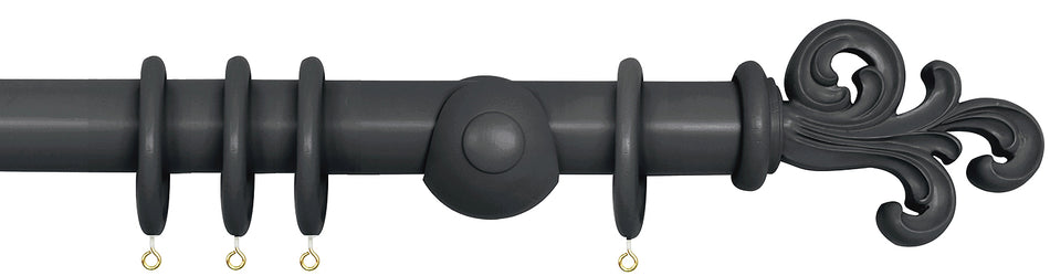 Laura Ashley 40mm Bespoke Handcrafted Wood Curtain Pole Charcoal Scroll