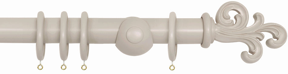 Laura Ashley 40mm Bespoke Handcrafted Wood Curtain Pole Dark Dove Grey Scroll