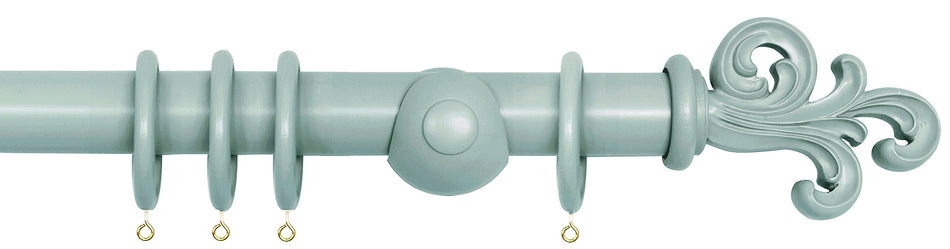 Laura Ashley 40mm Bespoke Handcrafted Wood Curtain Pole Dark Duck Egg Scroll