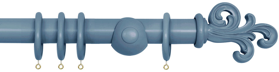 Laura Ashley 40mm Bespoke Handcrafted Wood Curtain Pole Dark Seaspray Scroll