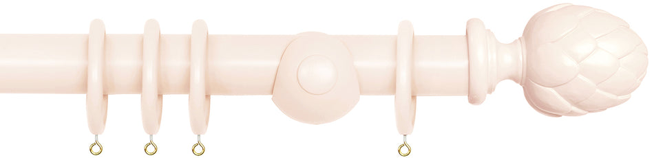 Laura Ashley 40mm Bespoke Handcrafted Wood Curtain Pole Pale Chalk Pink Artichoke