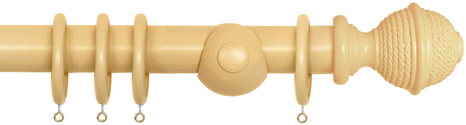 Laura Ashley 40mm Bespoke Handcrafted Wood Curtain Pole Gold Woven Rope