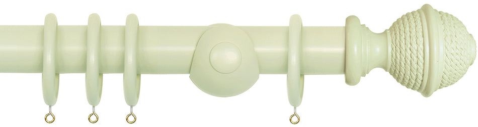 Laura Ashley 40mm Bespoke Handcrafted Wood Curtain Pole Pale Hedgerow Woven Rope