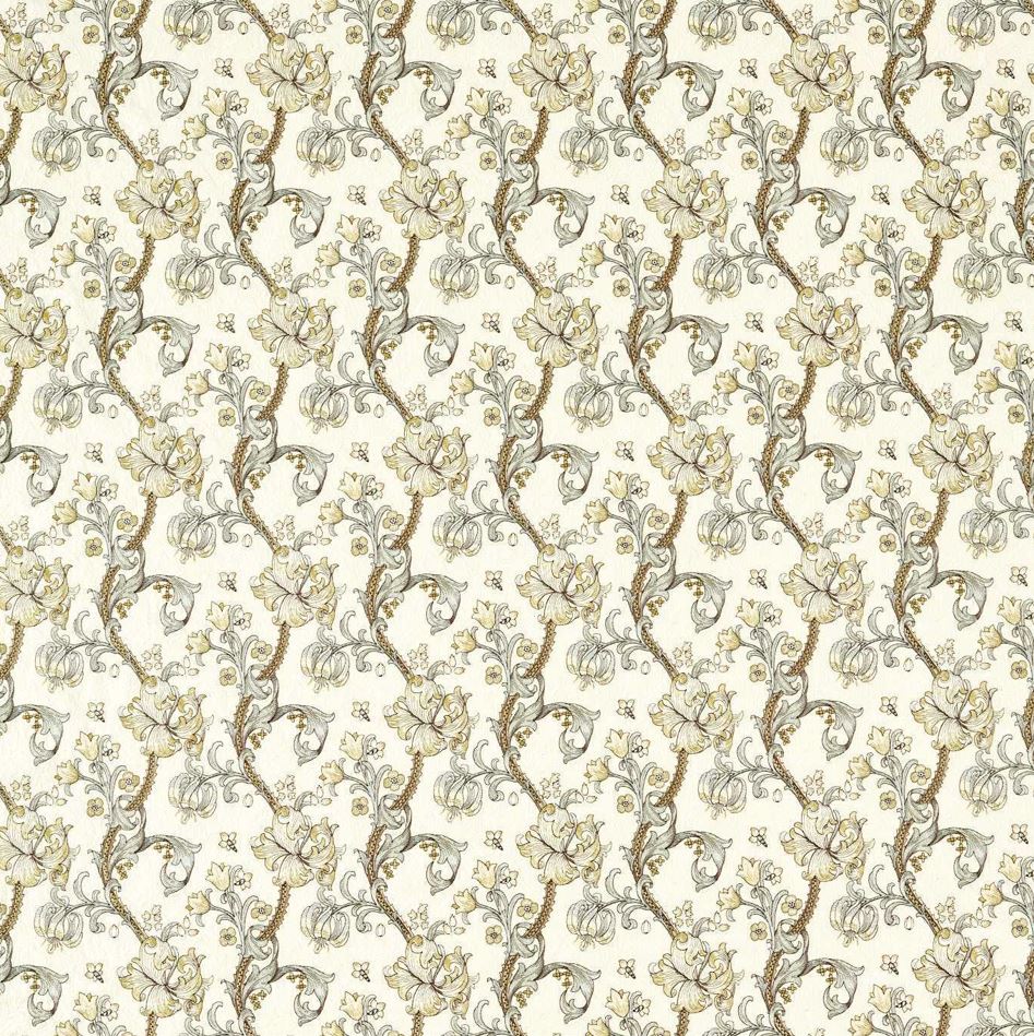Clarke & Clarke William Morris Weaves Golden Lily Embroidery Dove Fabric