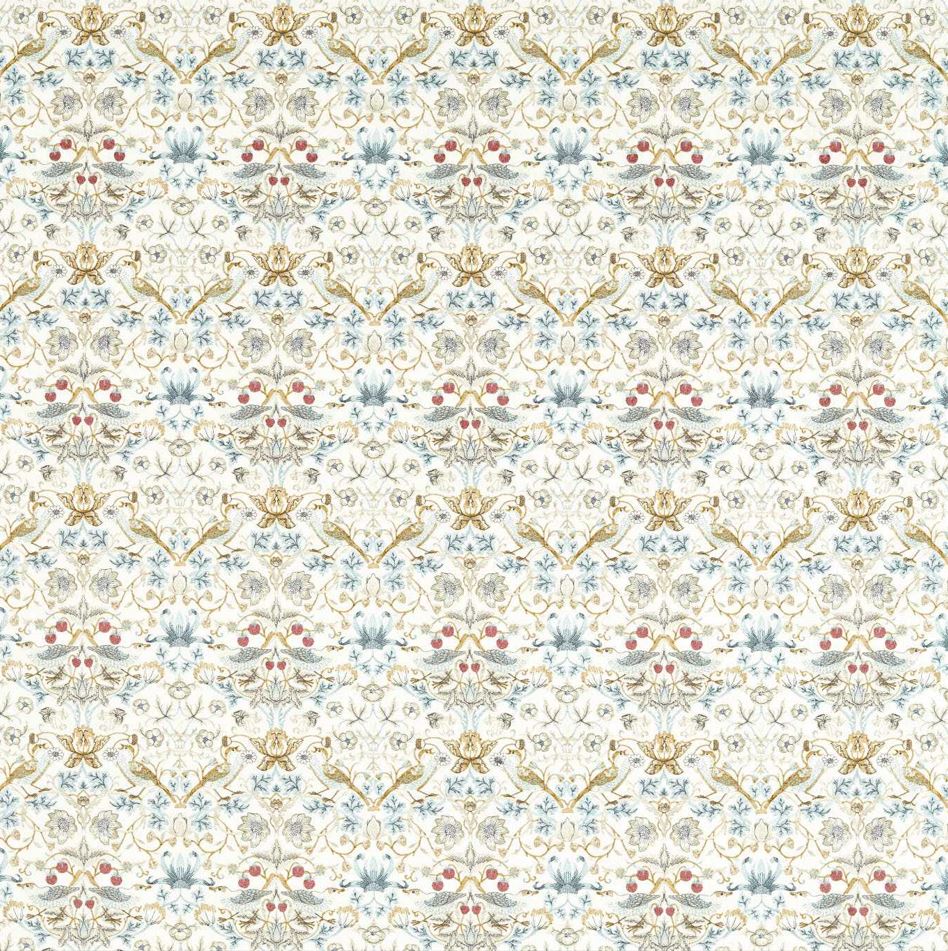 Clarke & Clarke William Morris Weaves Strawberry Thief Embroidery Denim Fabric