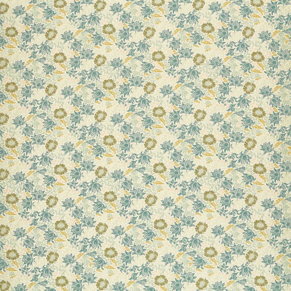 Clarke & Clarke William Morris Weaves Mallow Jacquard Mineral/Chartreuse Fabric
