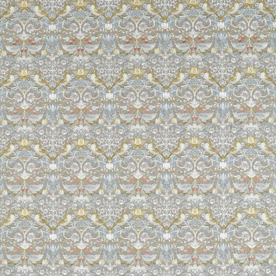 Clarke & Clarke William Morris Weaves Strawberry Thief Embroidery Slate/Blush Fabric