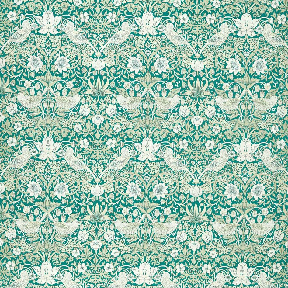 Clarke & Clarke William Morris Weaves Strawberry Thief Jacquard Teal Fabric