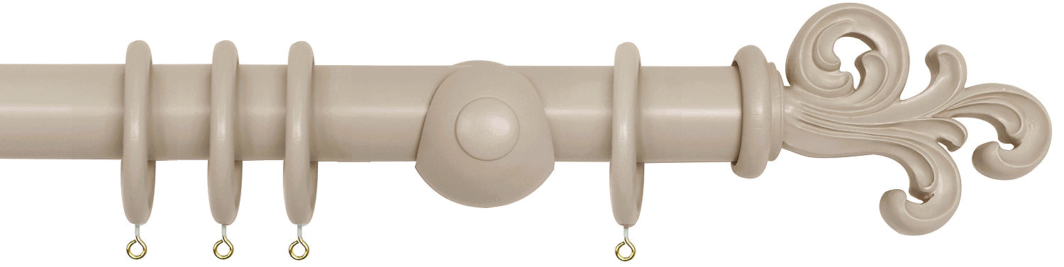 Laura Ashley 40mm Bespoke Handcrafted Wood Curtain Pole Soft Truffle Scroll