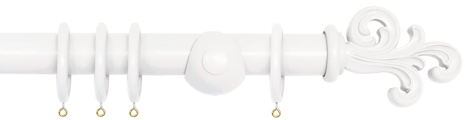 Laura Ashley 40mm Bespoke Handcrafted Wood Curtain Pole Sugared Grey White Scroll