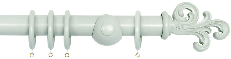 Laura Ashley 40mm Bespoke Handcrafted Wood Curtain Pole Pale Grey Green Scroll