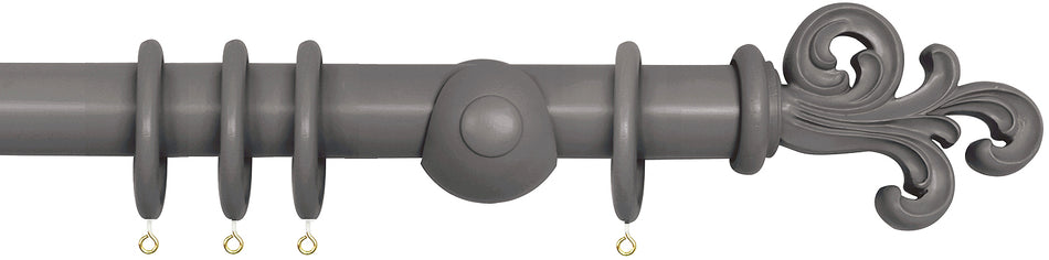 Laura Ashley 40mm Bespoke Handcrafted Wood Curtain Pole Pale Charcoal Scroll