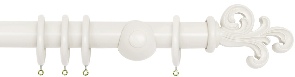 Laura Ashley 40mm Bespoke Handcrafted Wood Curtain Pole Pale Dove Grey Scroll