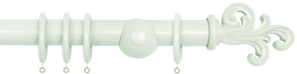 Laura Ashley 40mm Bespoke Handcrafted Wood Curtain Pole Pale Eau de Nil Scroll