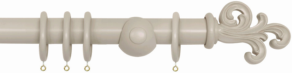 Laura Ashley 40mm Bespoke Handcrafted Wood Curtain Pole Pale French Grey Scroll