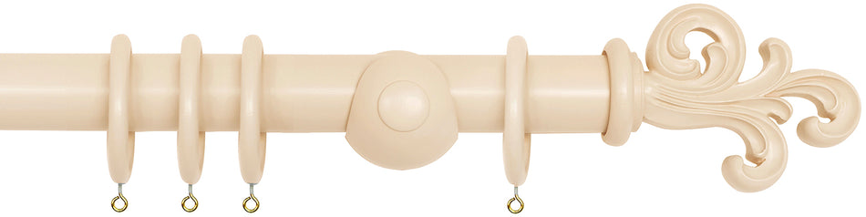 Laura Ashley 40mm Bespoke Handcrafted Wood Curtain Pole Pale Linen Scroll