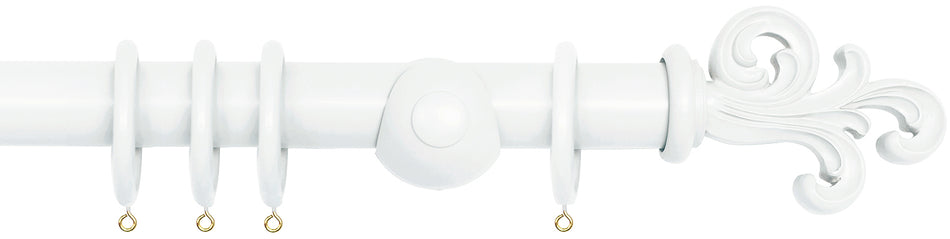 Laura Ashley 40mm Bespoke Handcrafted Wood Curtain Pole Pale Silver Scroll