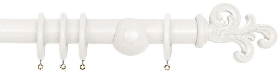 Laura Ashley 40mm Bespoke Handcrafted Wood Curtain Pole Pure White Scroll