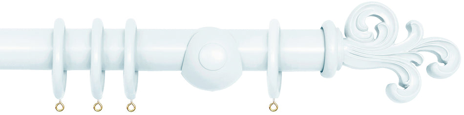 Laura Ashley 40mm Bespoke Handcrafted Wood Curtain Pole Slate White Scroll