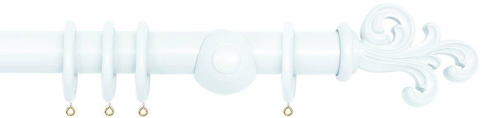 Laura Ashley 40mm Bespoke Handcrafted Wood Curtain Pole Seaspray White Scroll