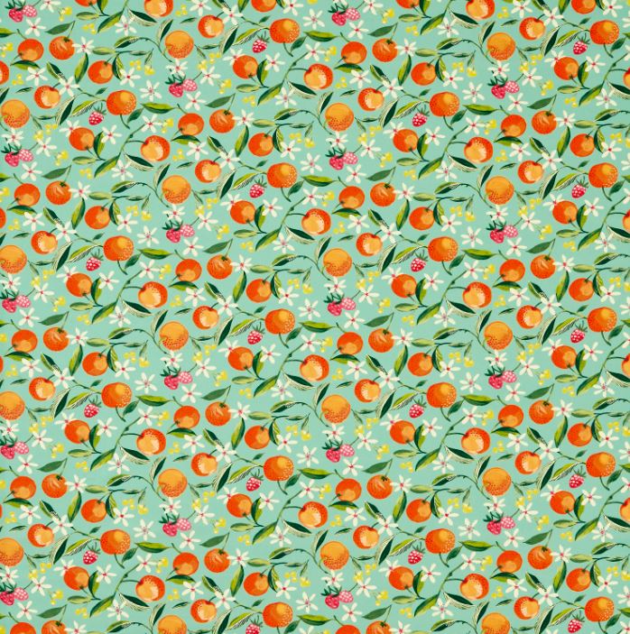 Studio G Montage II Orange Blossom Jade Fabric