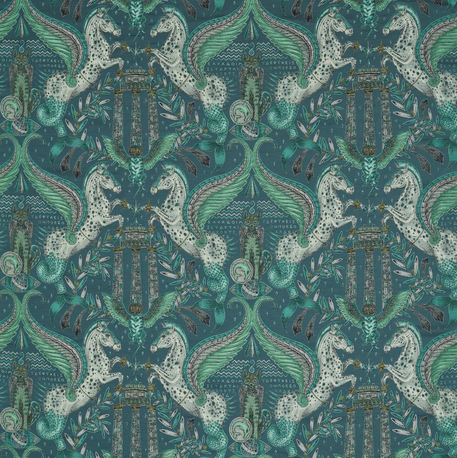Emma J Shipley Mythica Odyssey Mythos Jacquard Olive Fabric