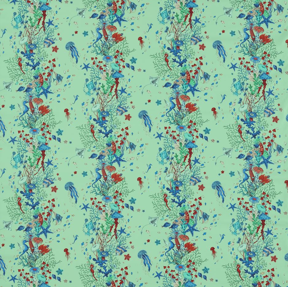 Emma J Shipley Mythica Seaforest Print Aqua Fabric