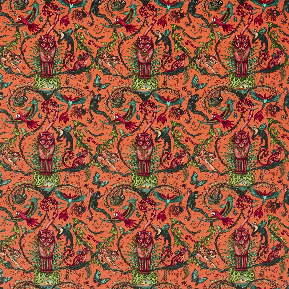 Emma J Shipley Mythica Bosque Dreams Velvet Coral Fabric